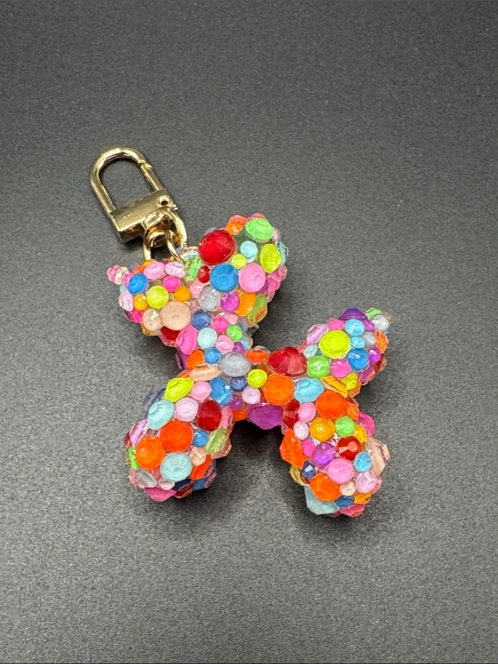 Handmade Multicolor Neon Balloon Dog Blinged/Bedazzled Keychain Bag Charm